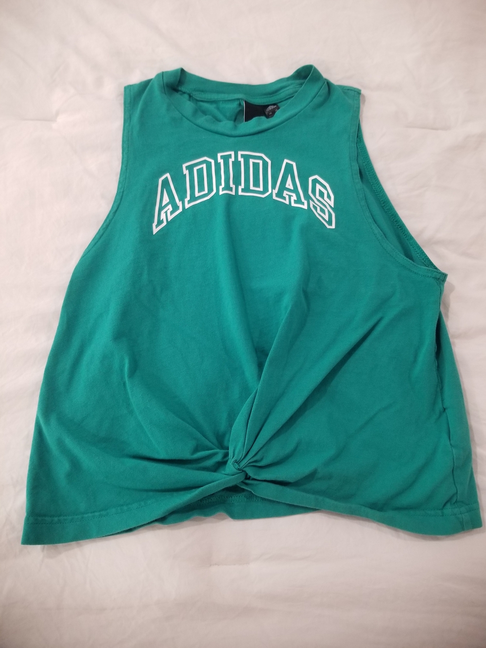 Adidas Teal Green Sleeveless Knot Front Tank